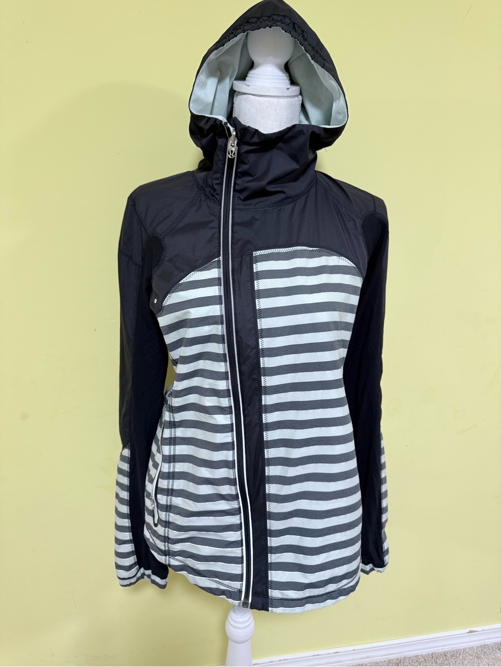 lululemon athletica Black & White Striped Hooded Jacket